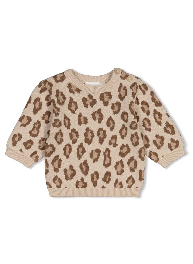 Sweater gebreid AOP leopard - The knits - Zand