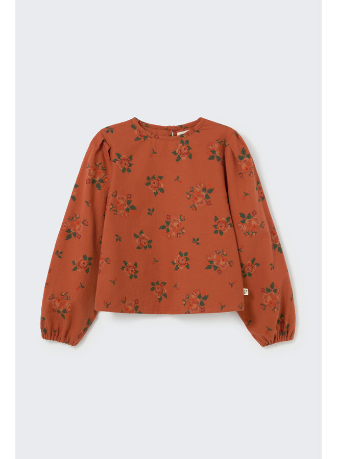 Oria cross stitch floral flannel blouse - Ginger-cross stitch floral flannel