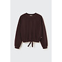 Cozmo - Fara velour knit bow sweatshirt - Chocolate-velour knit