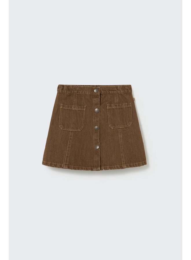 Cozmo - Modena washed color denim skirt - Brown-washed color denim