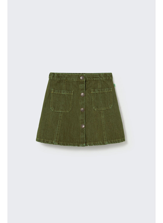Cozmo - Modena washed color denim skirt - Green-washed color denim