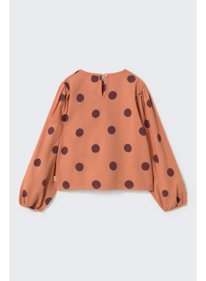Cozmo - Oria polka dot flannel blouse - Pink siena-polka dot flannel