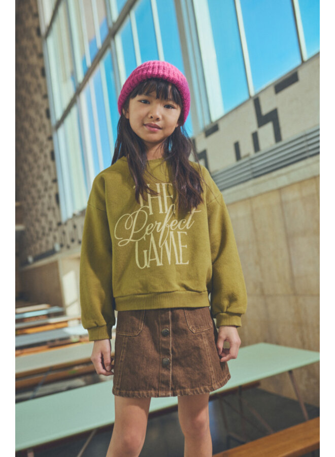 Cozmo - Modena washed color denim skirt - Brown-washed color denim