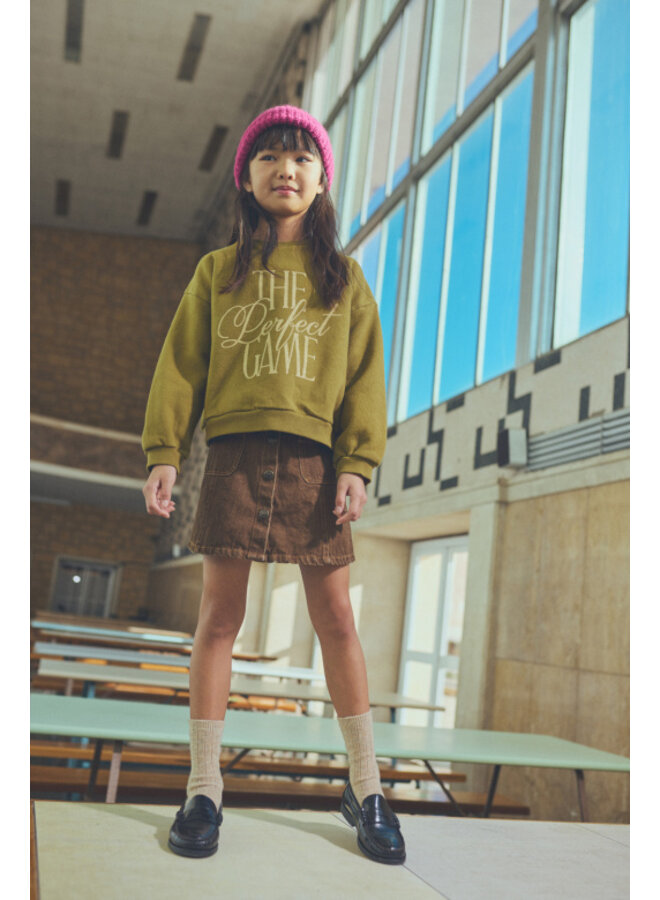Cozmo - Modena washed color denim skirt - Brown-washed color denim