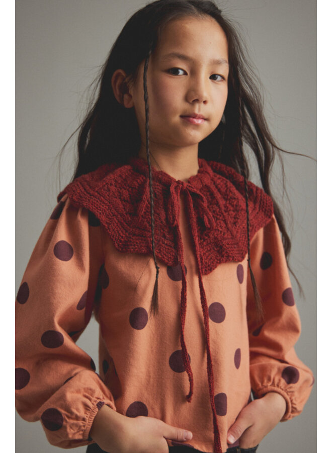 Cozmo - Oria polka dot flannel blouse - Pink siena-polka dot flannel
