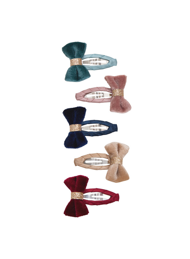 Tinkerbell velvet bow mini hair clips