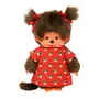 Monchhichi - Meisje rood jurkje met print (20cm)