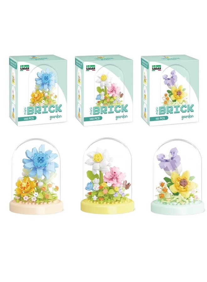 82388 - Brick garden fiori flower 8 cm met stolp