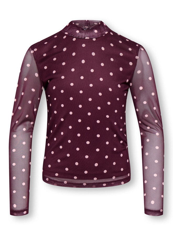 Erica mesh top - Fig pink lady dots