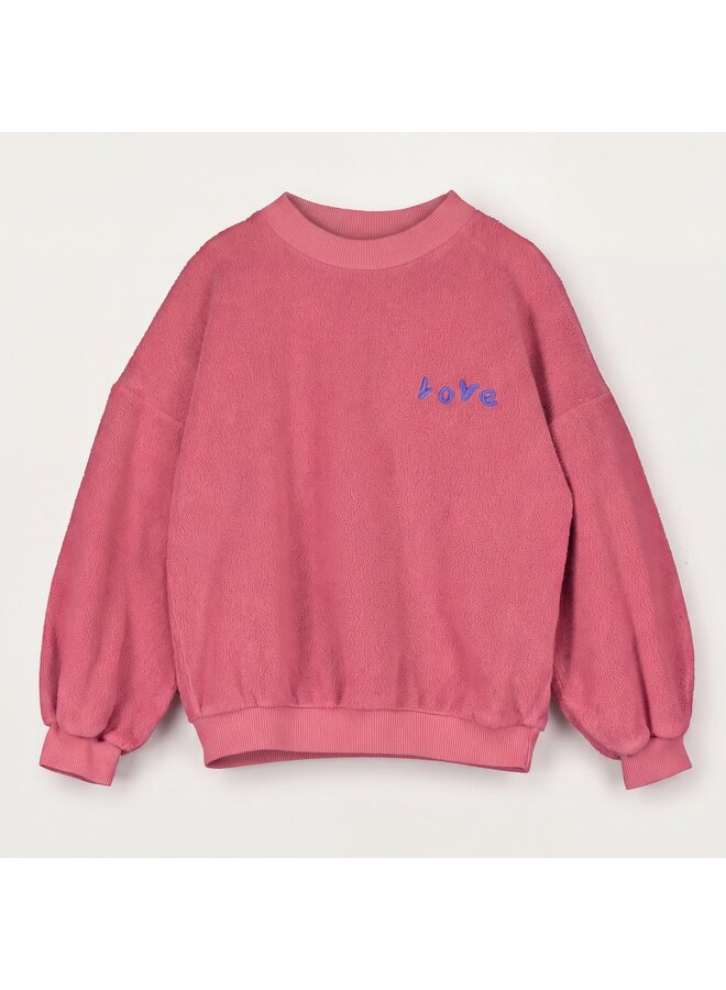 Lötiekids - Teddy sweatshirt love embroidery - Pink lemonade