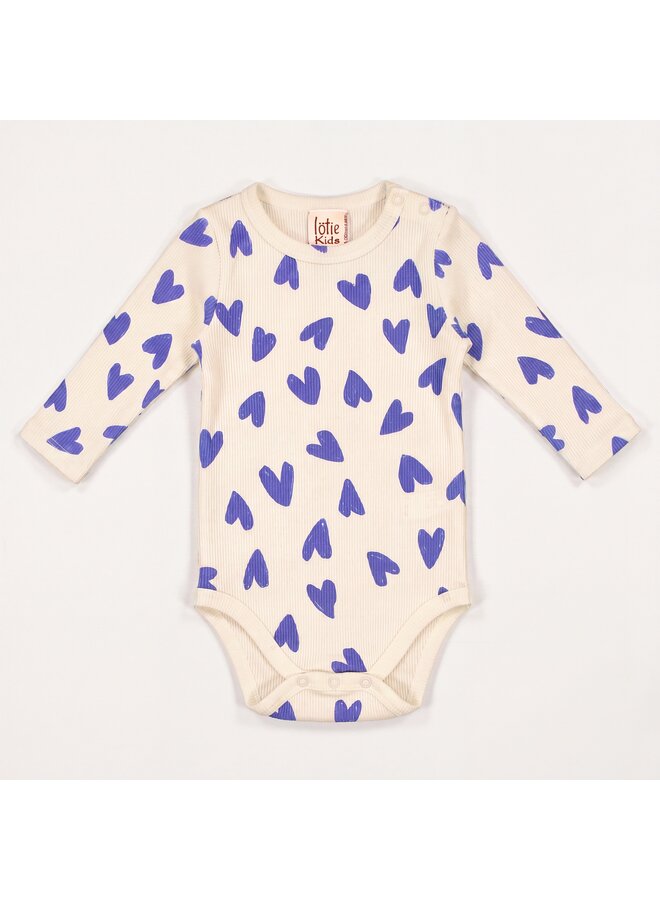 Lötiekids - Baby longsleeve bodie hearts all over - Cream