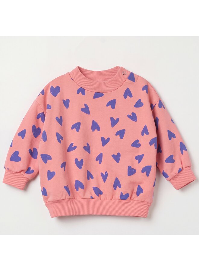 Baby sweatshirt hearts all over - Peach rose