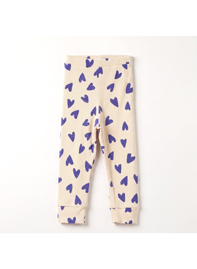 Baby rib leggings hearts all over - Cream