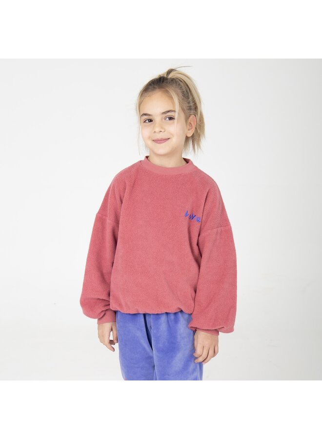 Lötiekids - Teddy sweatshirt love embroidery - Pink lemonade