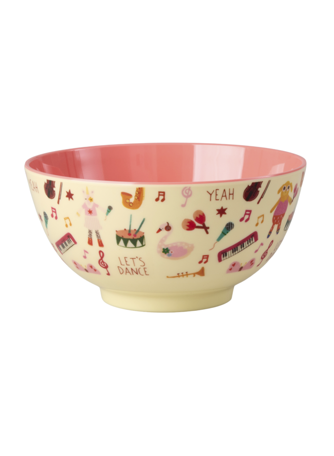 Medium melamine kom - Roze music band