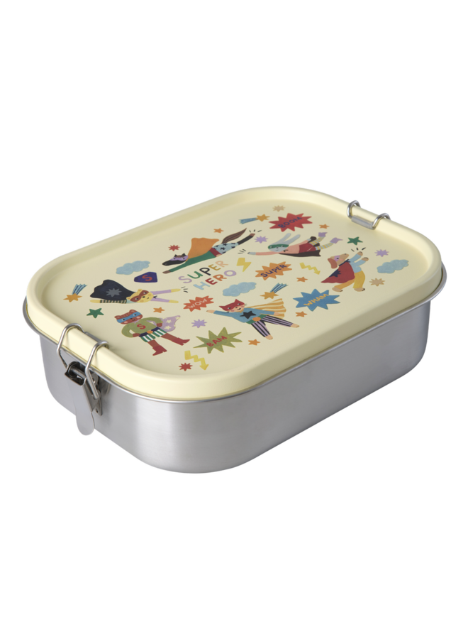 Grote roestvrijstalen lunchbox - Crème hero print