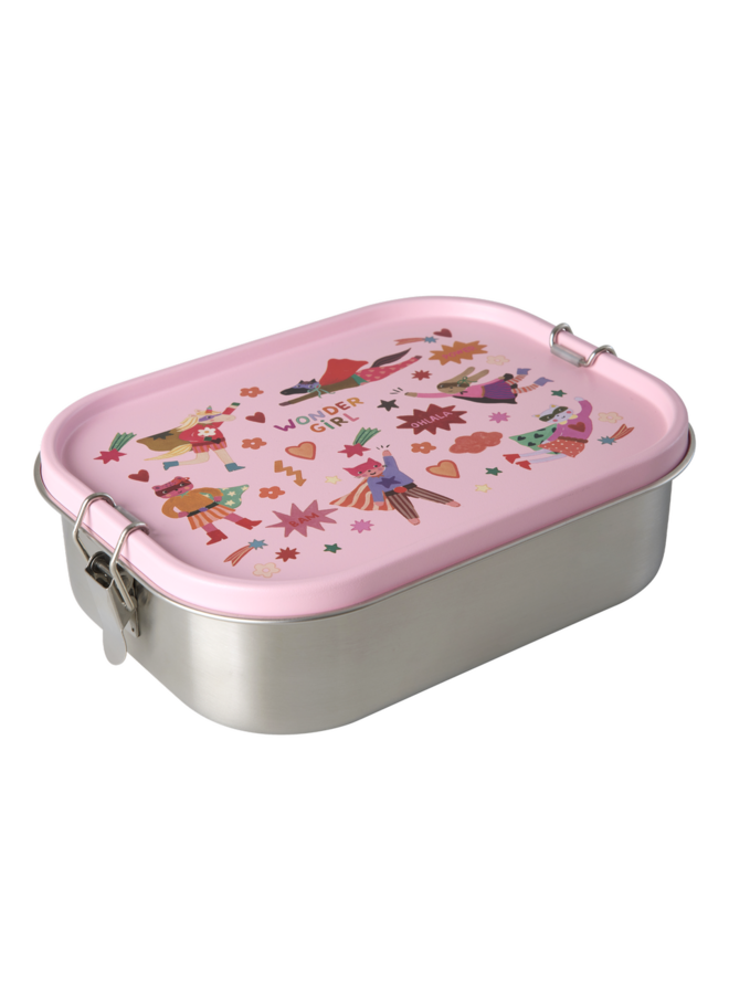 rice - Grote roestvrijstalen lunchbox - Roze hero print