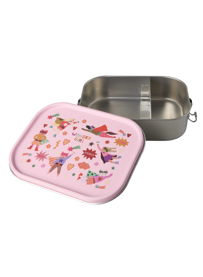 rice - Grote roestvrijstalen lunchbox - Roze hero print