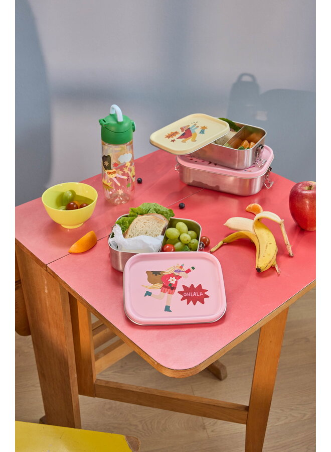 rice - Kleine roestvrijstalen lunchbox - Roze hero print