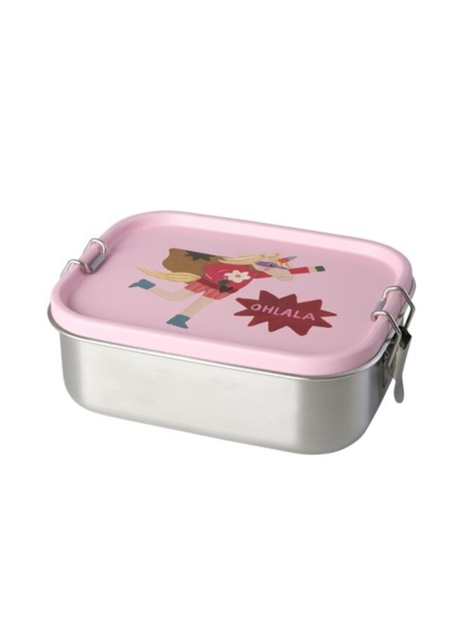 rice - Kleine roestvrijstalen lunchbox - Roze hero print