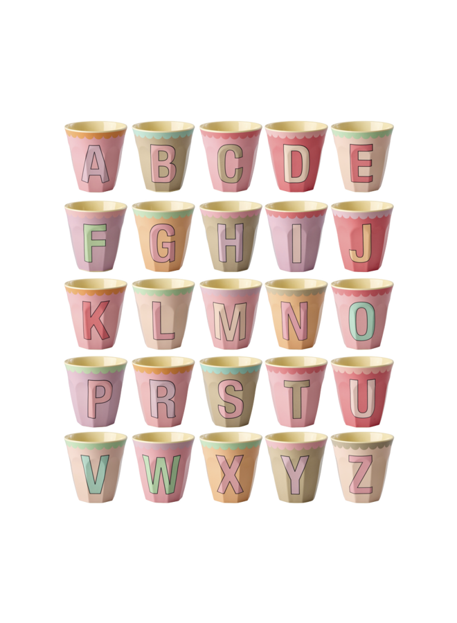 Melamine alfabet beker - Vintage roze