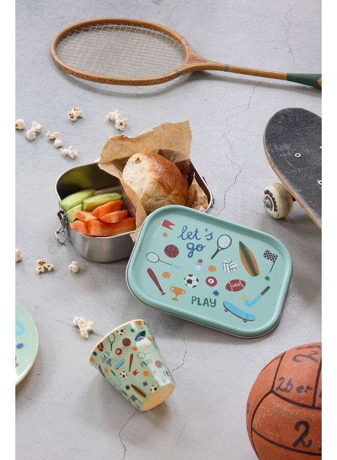 rice - Grote roestvrijstalen lunchbox - Zachtgroen sports print
