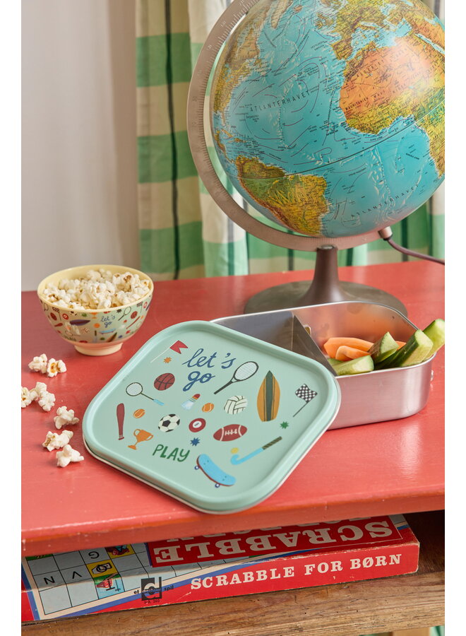 rice - Grote roestvrijstalen lunchbox - Zachtgroen sports print