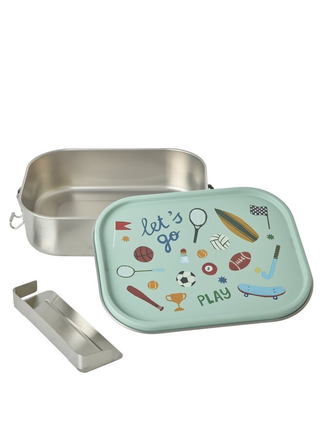rice - Grote roestvrijstalen lunchbox - Zachtgroen sports print