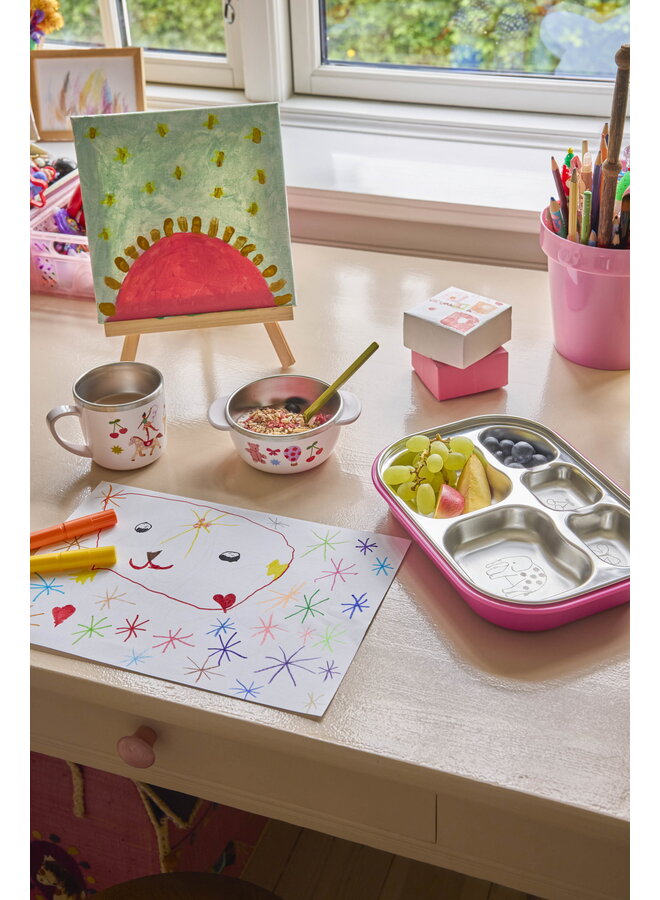 rice - Kom roestvrijstaal - Roze fun fair print