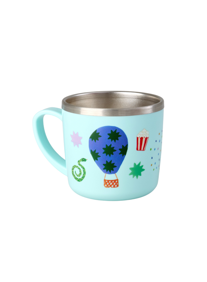 rice - Baby beker roestvrijstaal - Mint fun fair print