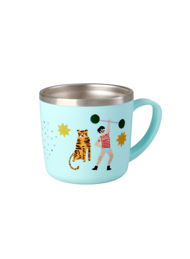 Baby beker roestvrijstaal - Mint fun fair print
