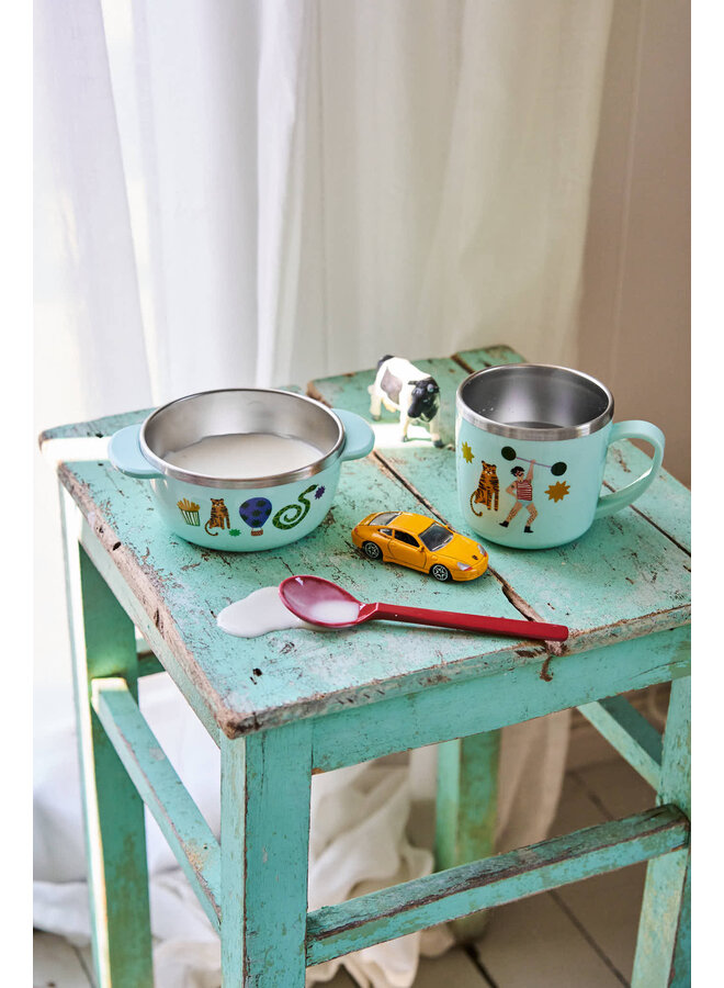 rice - Baby beker roestvrijstaal - Mint fun fair print