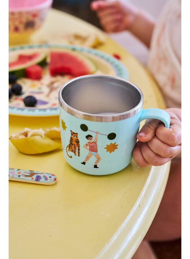 rice - Baby beker roestvrijstaal - Mint fun fair print