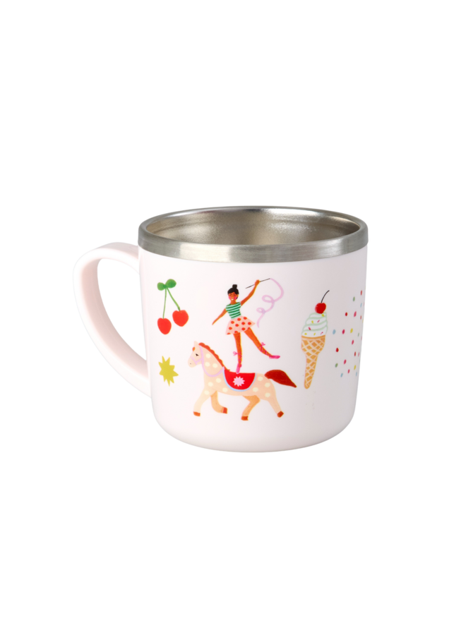 Baby beker roestvrijstaal - Roze fun fair print