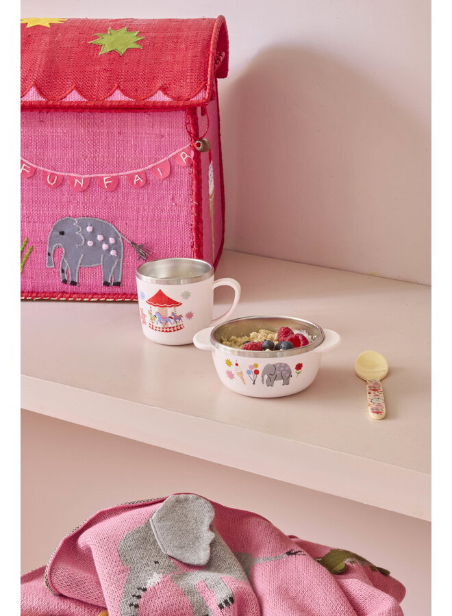 rice - Kom roestvrijstaal - Roze fun fair print