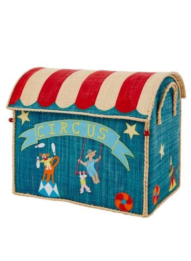 Groot raffia opberghuis - Circus print