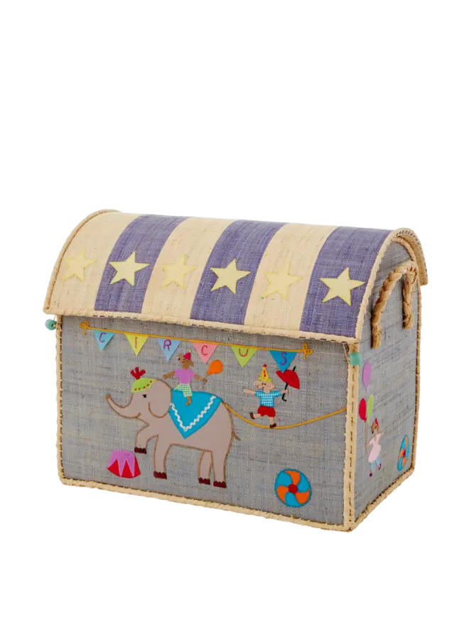 Middelgroot raffia opberghuis - Circus print