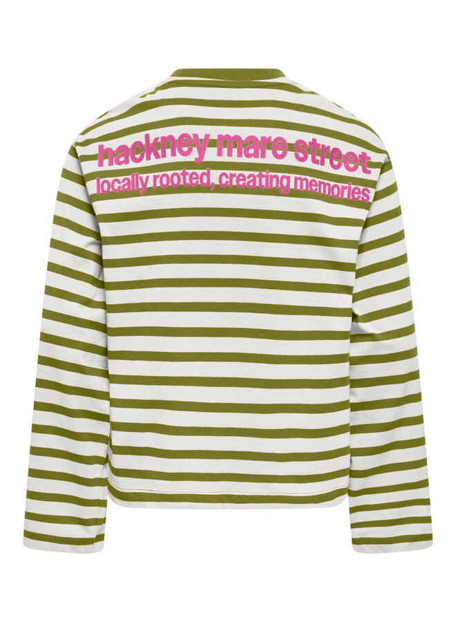 Kids Only - Lida ls stripe top - Cloud dancer/Cardemom seed