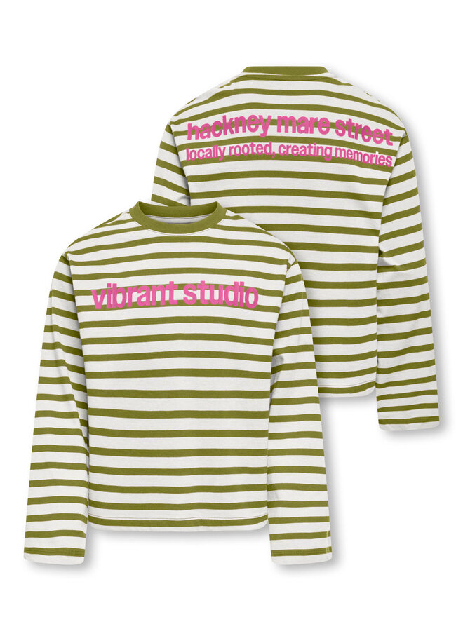 Kids Only - Lida ls stripe top - Cloud dancer/Cardemom seed