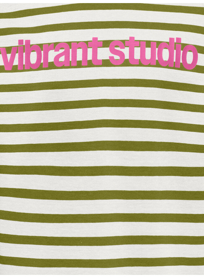 Kids Only - Lida ls stripe top - Cloud dancer/Cardemom seed