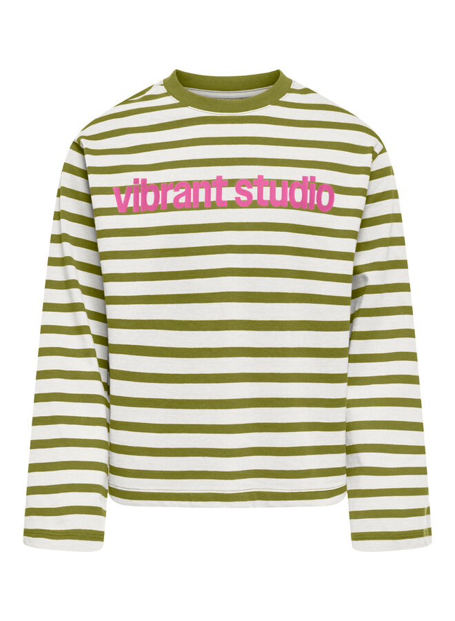 Kids Only - Lida ls stripe top - Cloud dancer/Cardemom seed