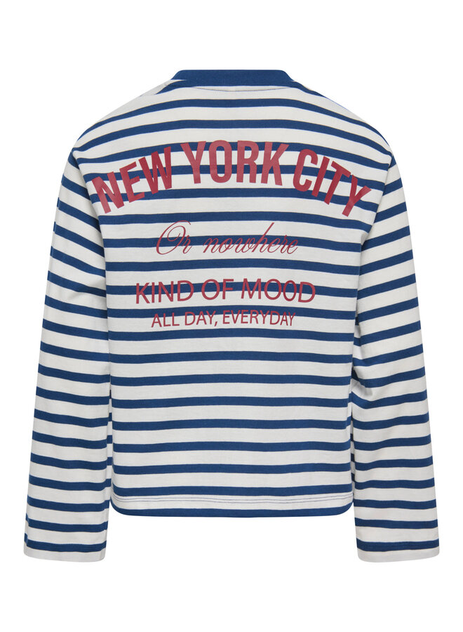 Kids Only - Lida ls stripe top - Cloud dancer/Navy peony