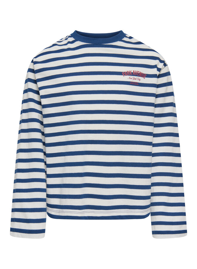 Kids Only - Lida ls stripe top - Cloud dancer/Navy peony