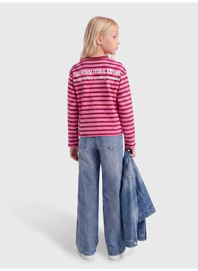 Kids Only - Lida ls stripe top - Fiji flower/Rumba red