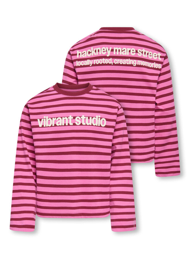 Kids Only - Lida ls stripe top - Fiji flower/Rumba red