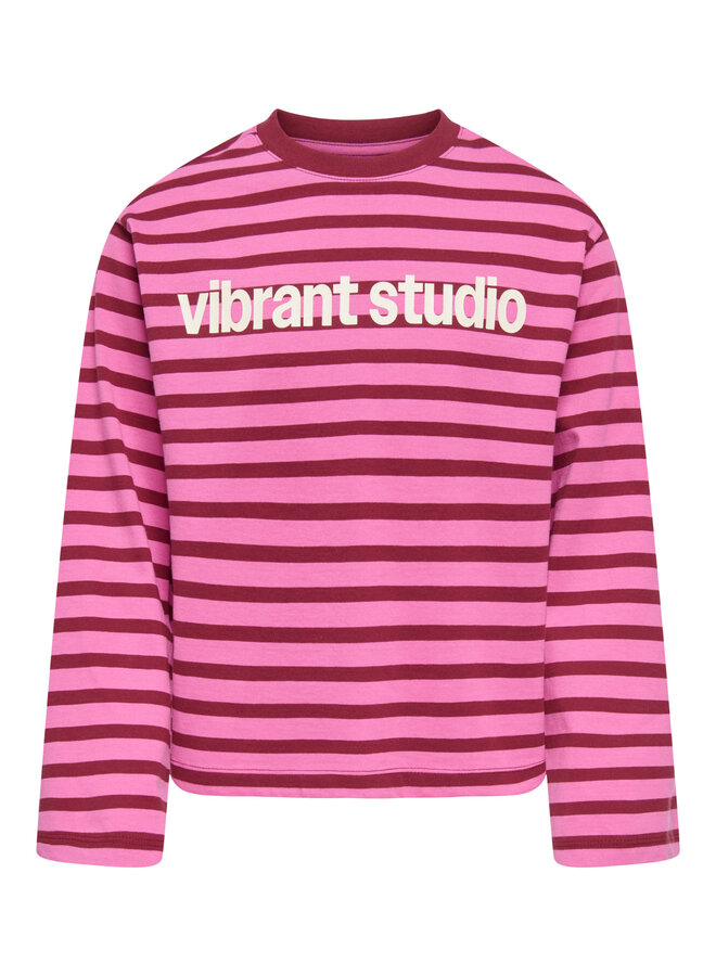 Kids Only - Lida ls stripe top - Fiji flower/Rumba red