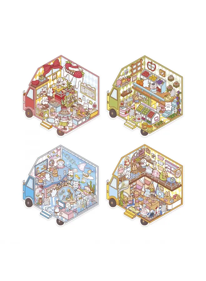 Janod - Cosy stickers - Tiny trucks