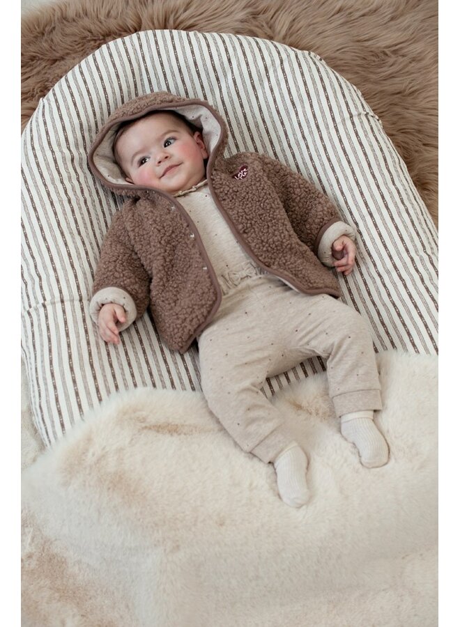 Feetje - Broek AOP - My little love - Taupe melange