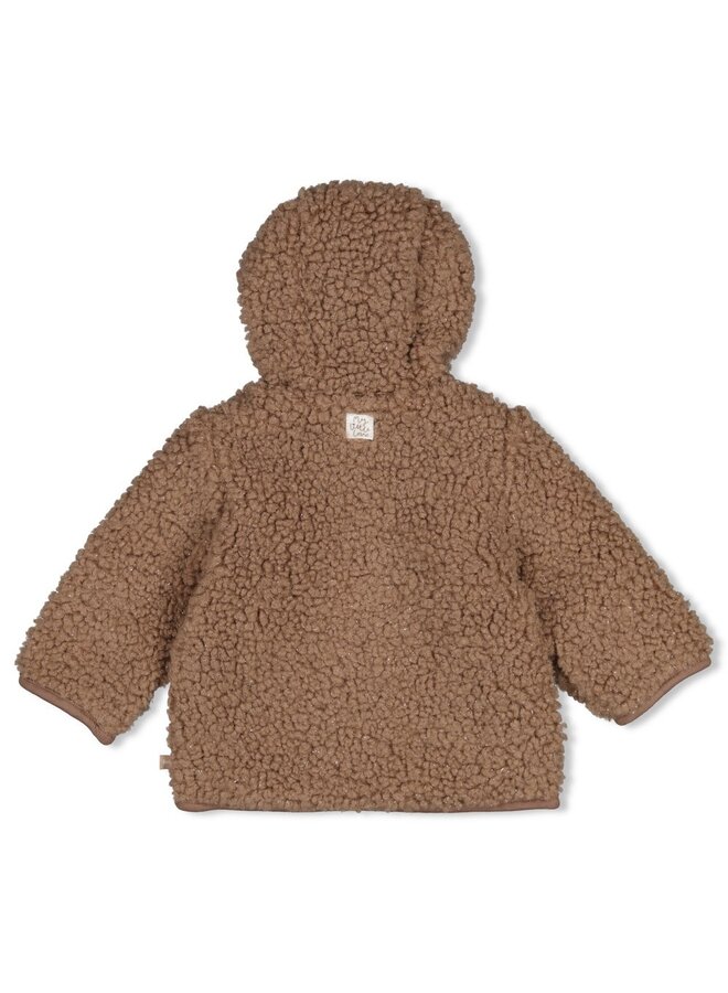 Feetje - Bouclé omkeerbaar jasje met capuchon - My little love - Taupe