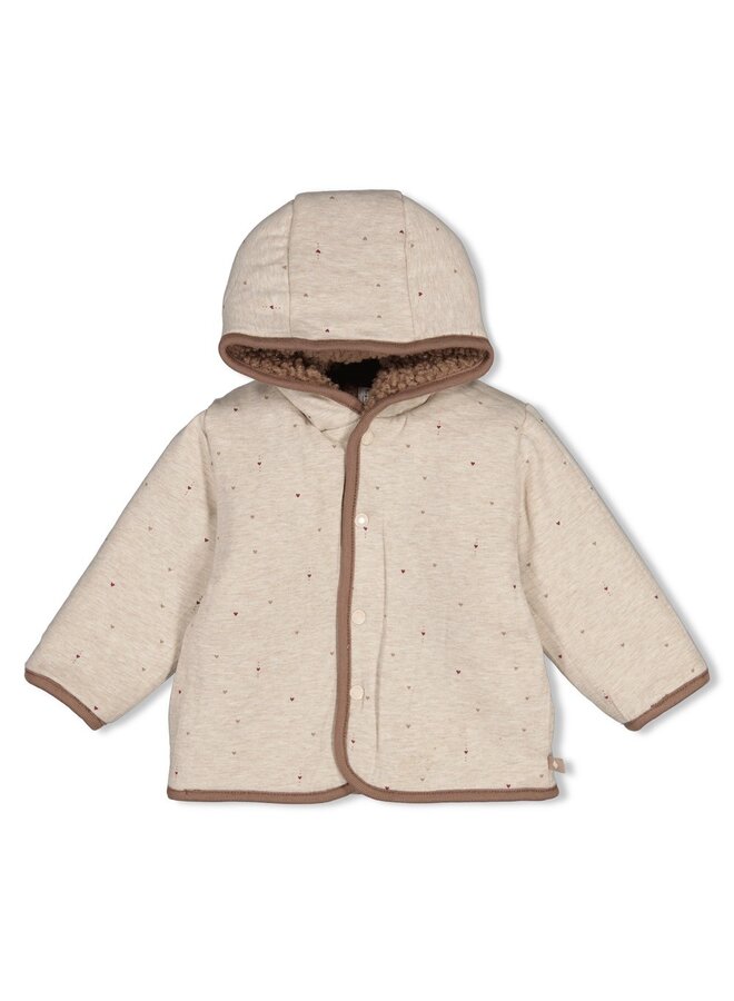 Feetje - Bouclé omkeerbaar jasje met capuchon - My little love - Taupe